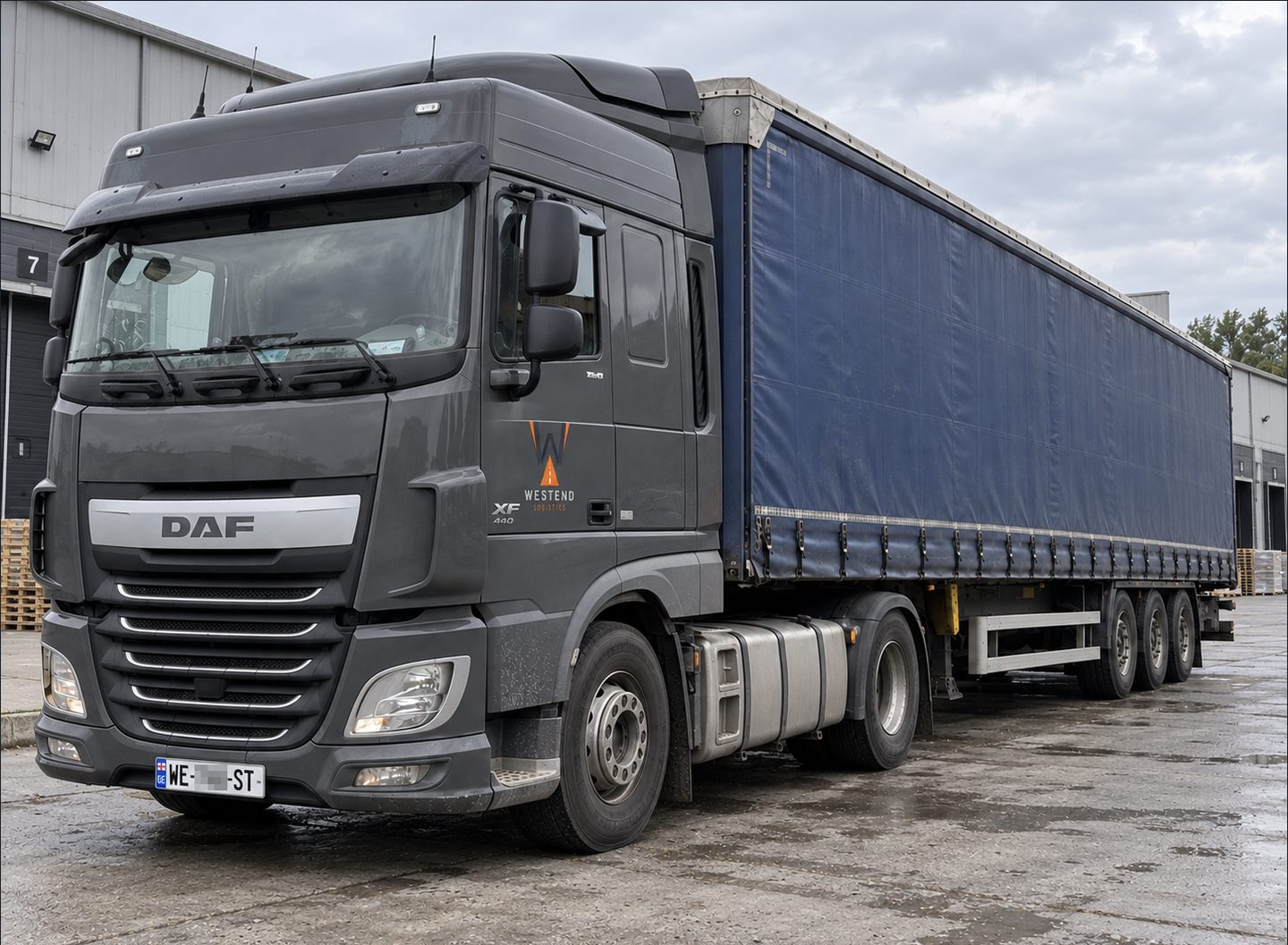 DAF XF 440, тягач + шторный полуприцеп, грузовик Westend Logistics на грузинских номерах
